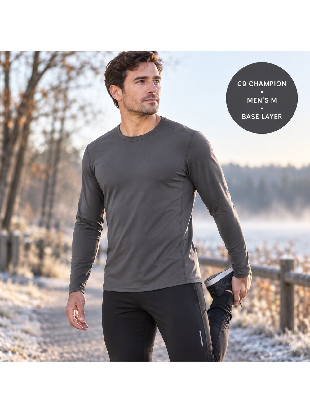 C9 Champion Men’s Gray Performance Base Layer Long Sleeve Shirt Size M